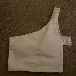 NWT KLASSY Network One Shoulder Brami White